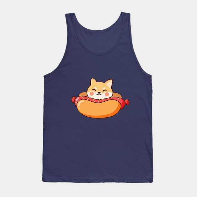 Shiba Inu Hotdog Tank Top by mintcorner